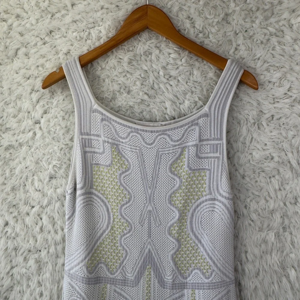 Peter Pilotto Knit Fit and Flare‎ Dress L White Geometric Designer Sleeveless